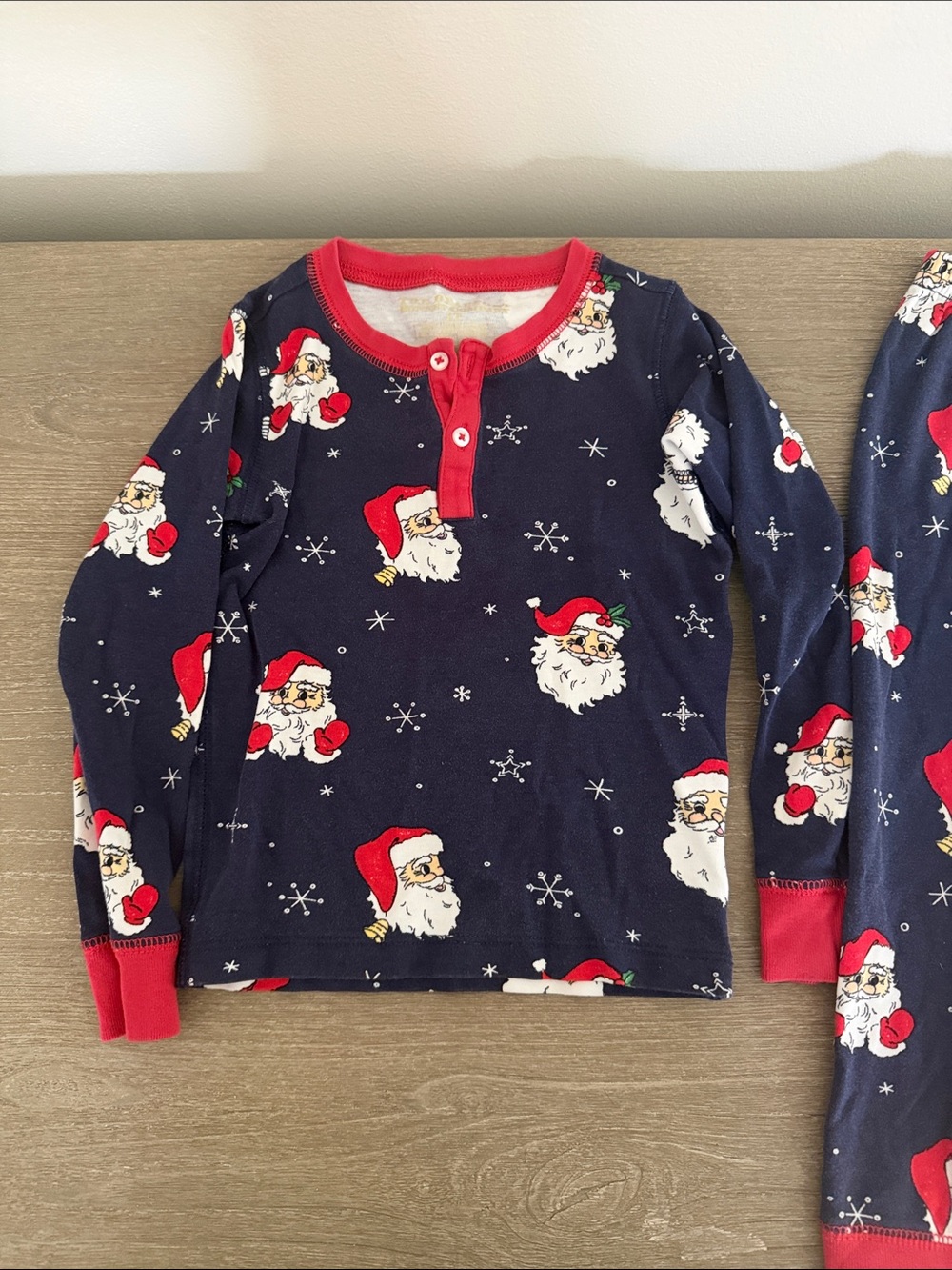The Beaufort Bonnet Company Navy and Red Santa Kids Pajamas